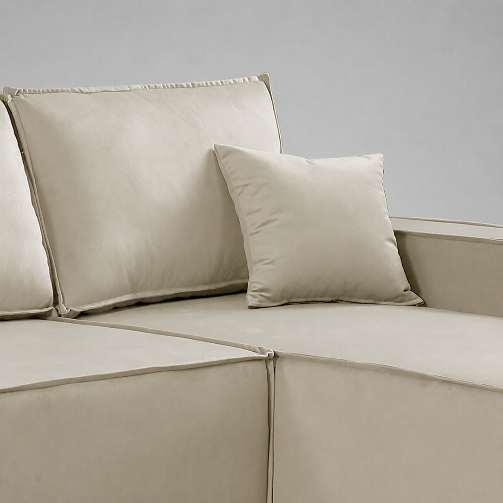 Pati Sofabed, U Corner, Plush Fabric, Mink