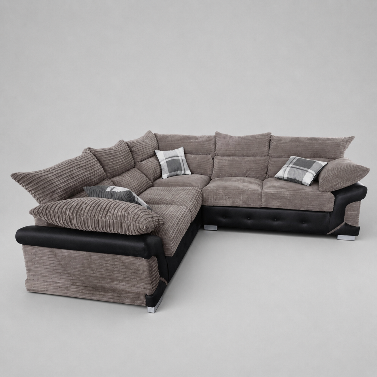 Logan, 5 Seater Corner, Beige + Black