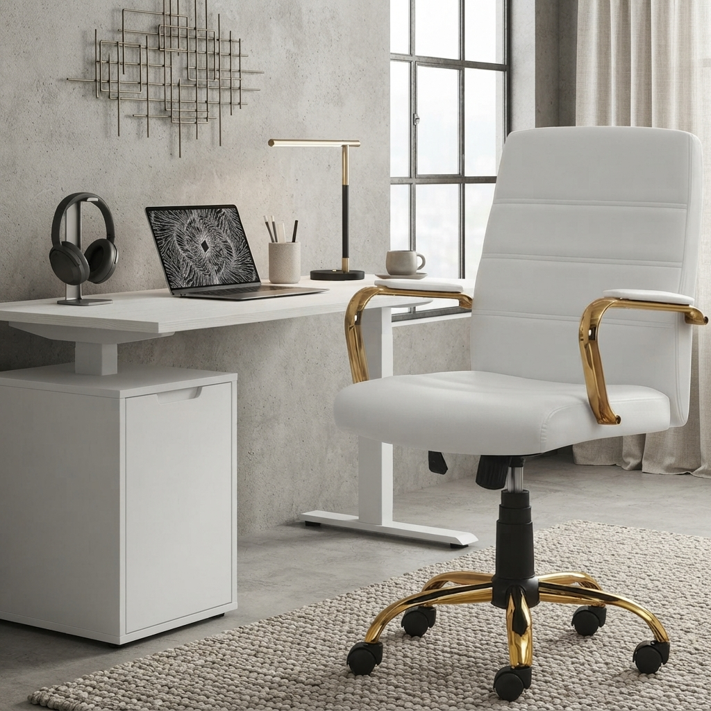 White and Gold Office Chair