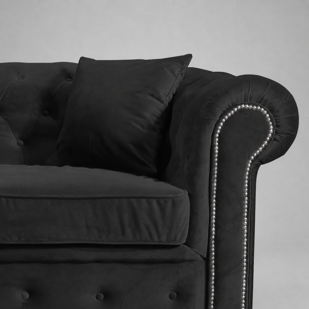 Roma Chesterfield, Black, 3 seater
