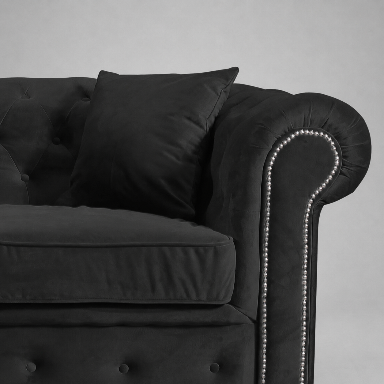Roma Chesterfield, Black, 3 seater
