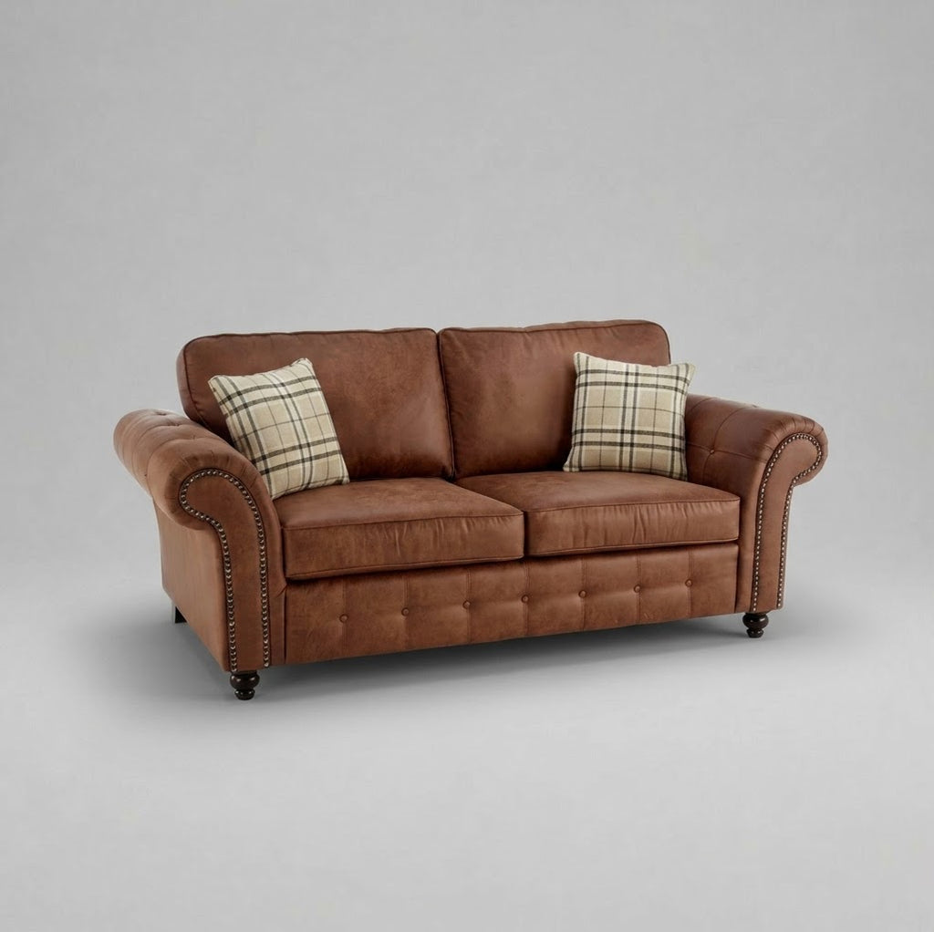 Oakland, 3 seater, Faux Leather, Brown