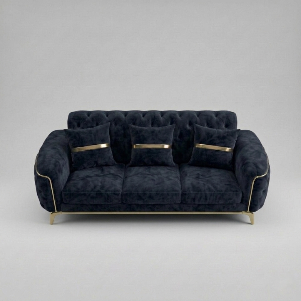 Royal Sofa Set 3 Seater Navy Blue