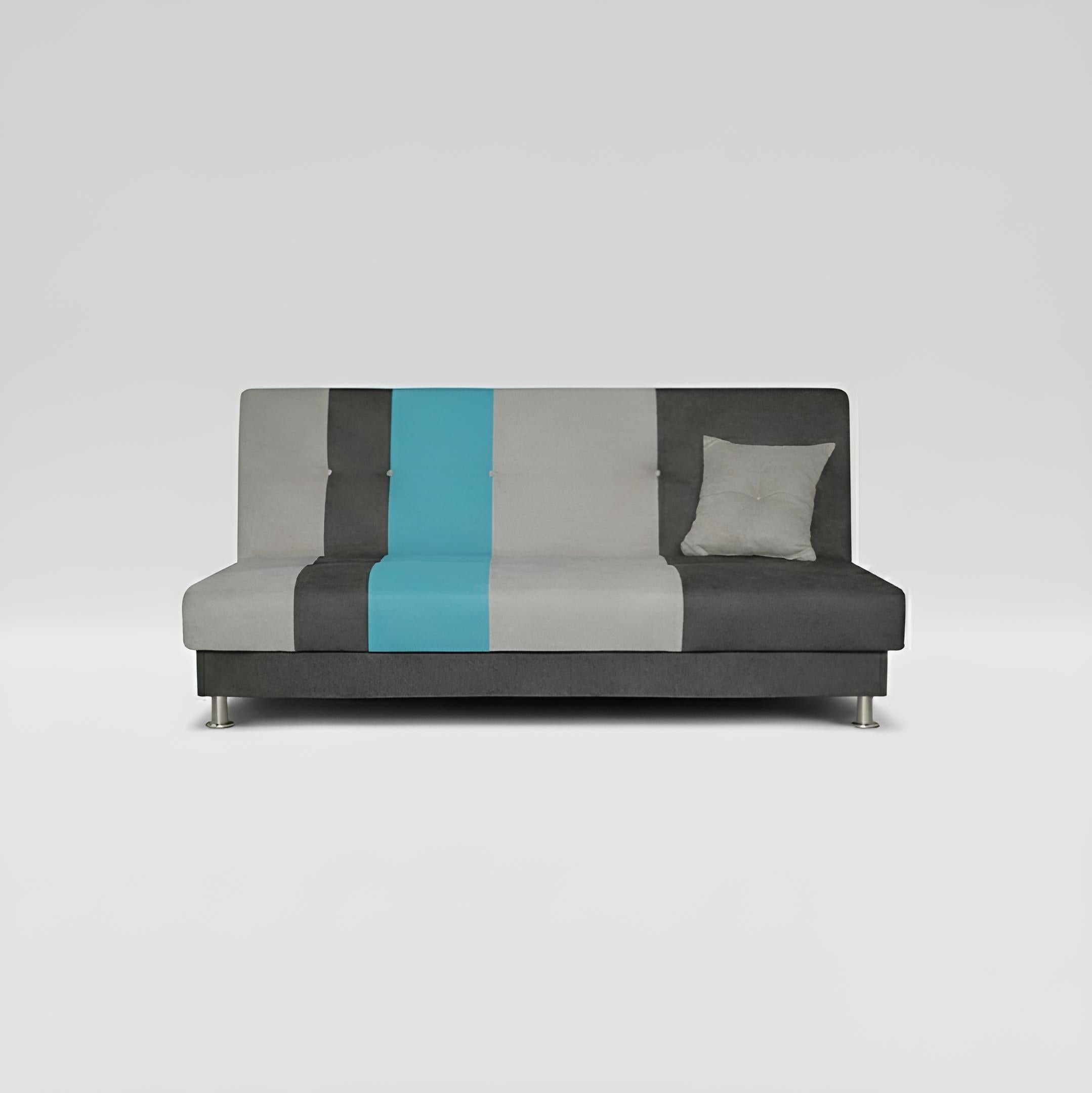 Avesta Click Clack Sofabed, 3 Seater, Grey, Blue & Beige Accents