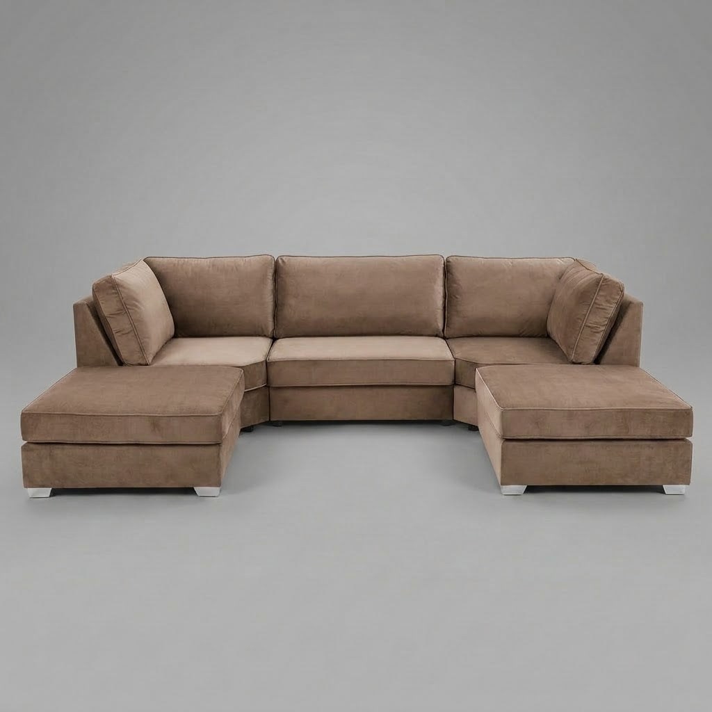 Pickford U-Shape Sofa, Plush Soft Velvet, Mink