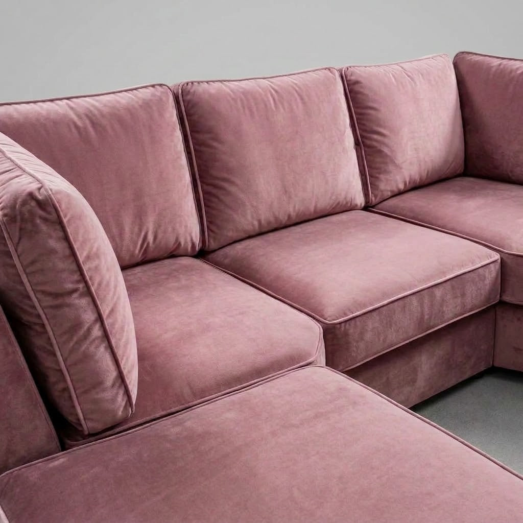 Pickford U-Shape Sofa, Plush Soft Velvet, Pink