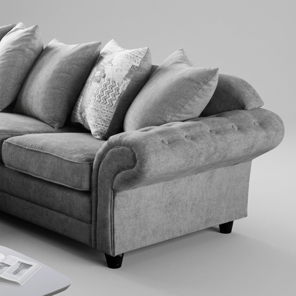 Olivia Corner Sofa, Woven Fabric - Grey