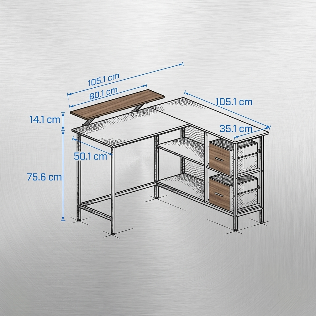 Reverisble Office Desk with Removable Storage shelf