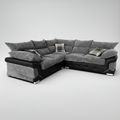 Logan, 5 Seater Corner, Grey + Black