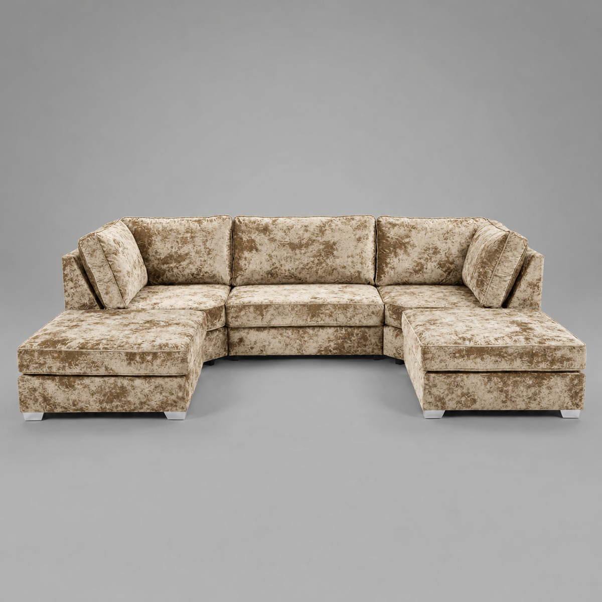 Pickford, U-Shape Corner Sofa, Crushed Velvet Fabric, Gold
