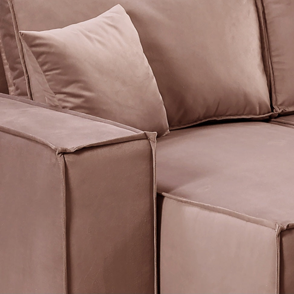 Pati Sofabed, U Corner, Plush Fabric, Pink