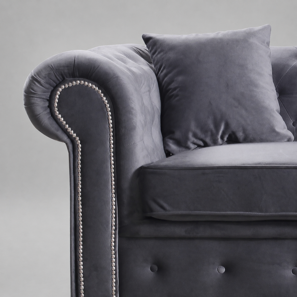 Roma Chesterfield, 3 Seater, Premium Grey