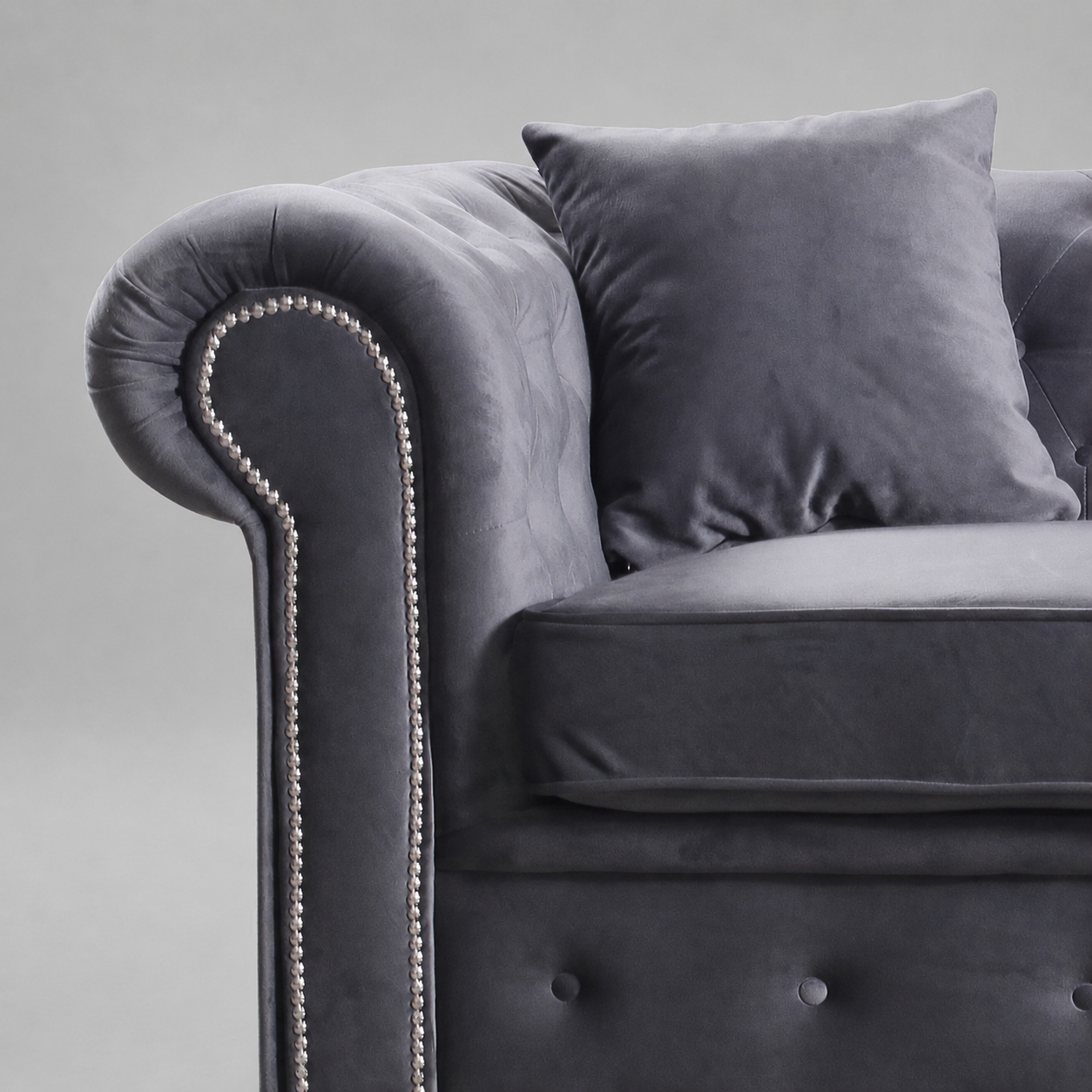 Roma Chesterfield, 3 Seater, Premium Grey
