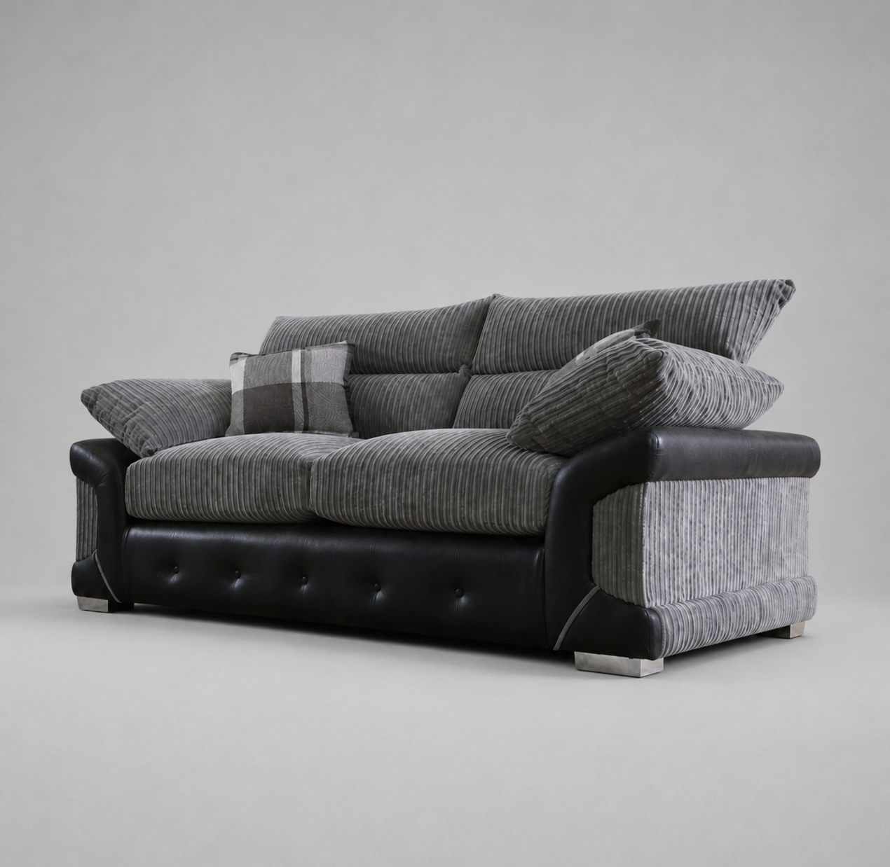 Logan, 3 Seater, Grey + Black