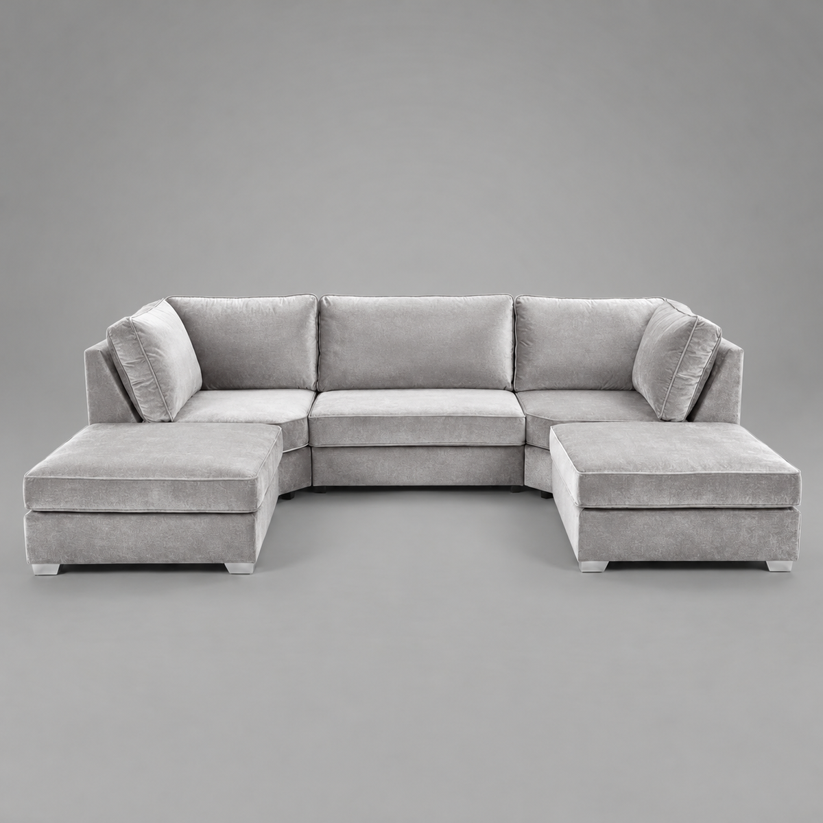 Pickford U-Shape Sofa, Plush Soft Velvet, Pebble
