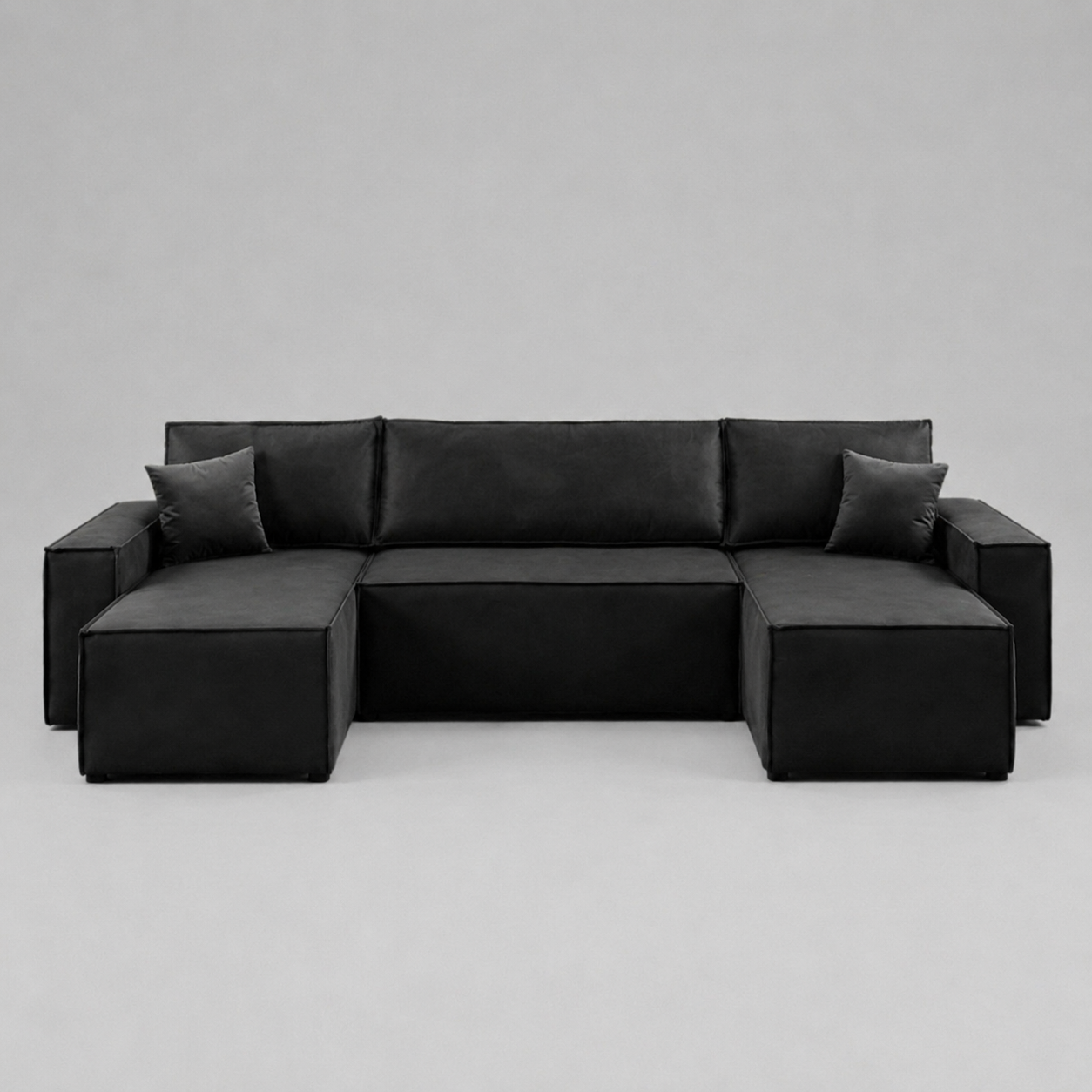 Pati Sofabed, U Corner, Plush Fabric, Black