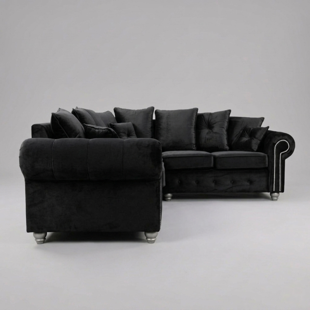 Olimpia Black 5 Seater corner sofa