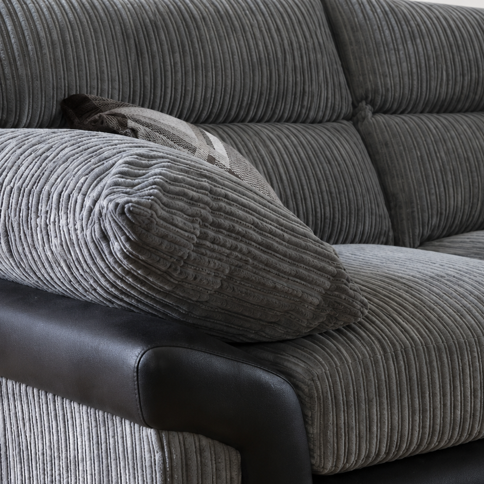 Logan, 3 Seater, Grey + Black