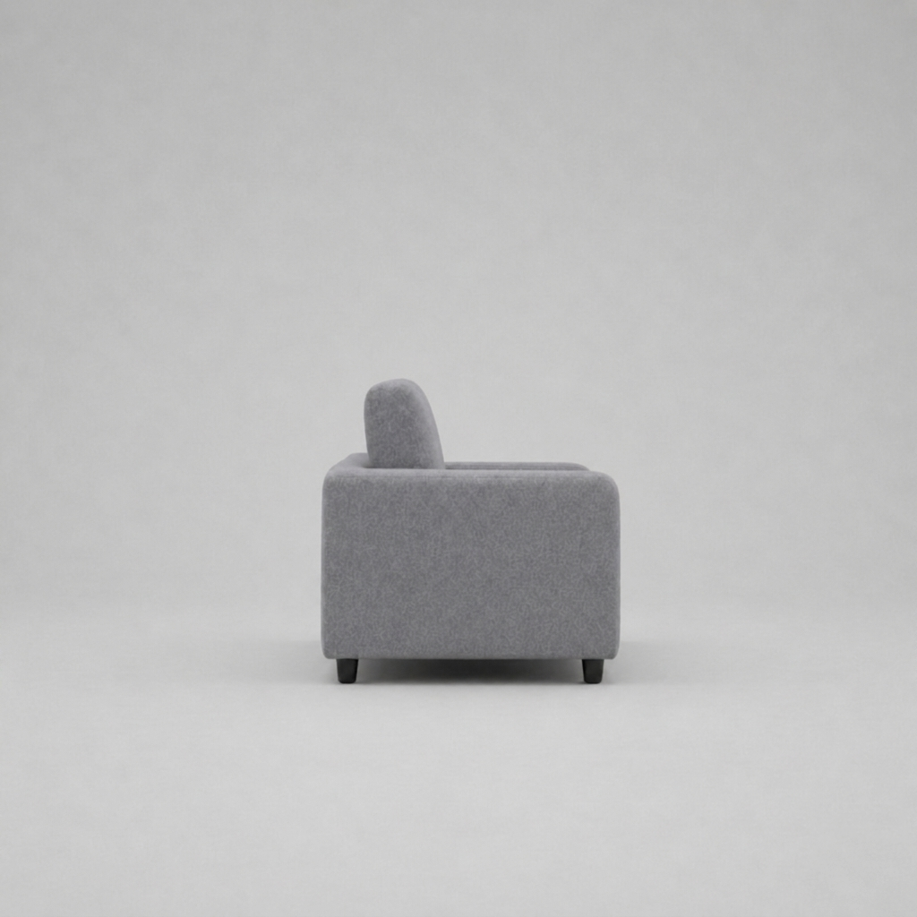 Box, Light Grey, Plush Fabric, 3 Seater Sofa