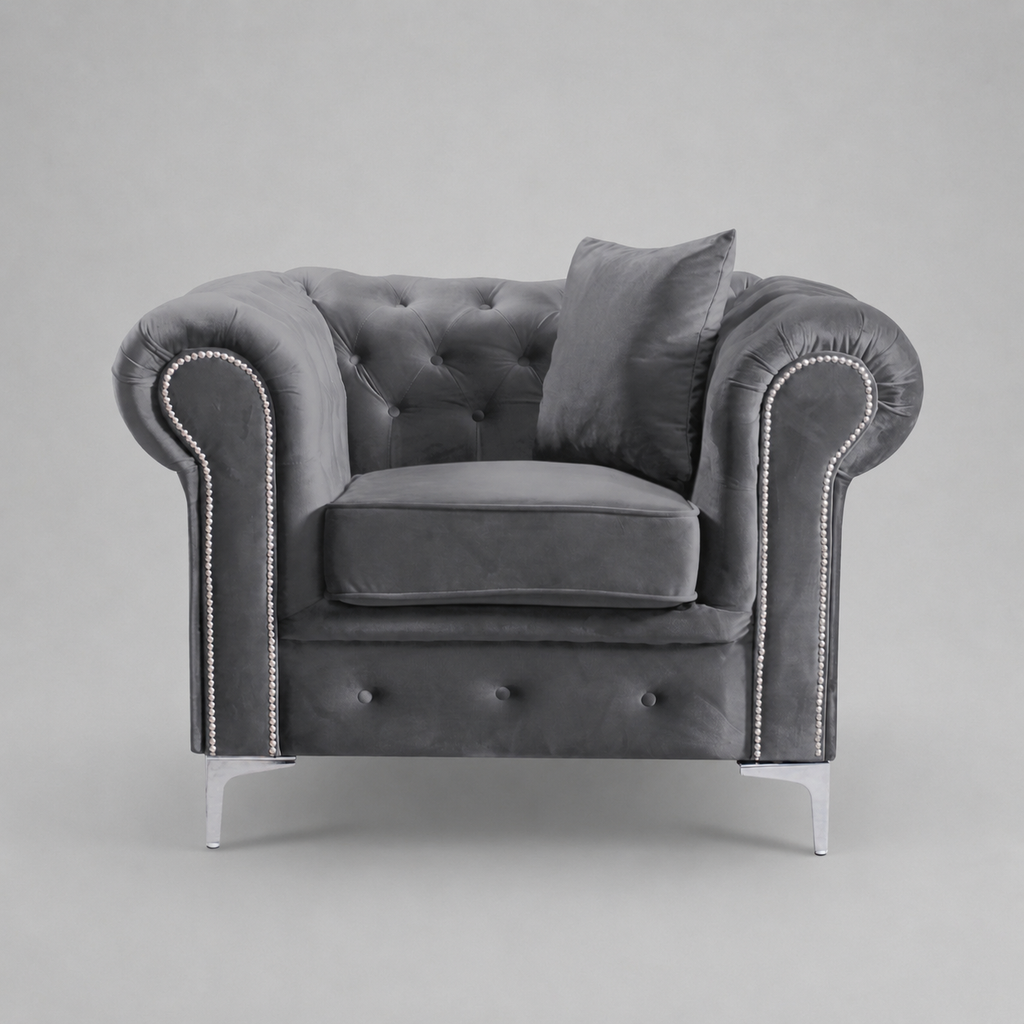 Roma Chesterfield, Grey, 1 seater