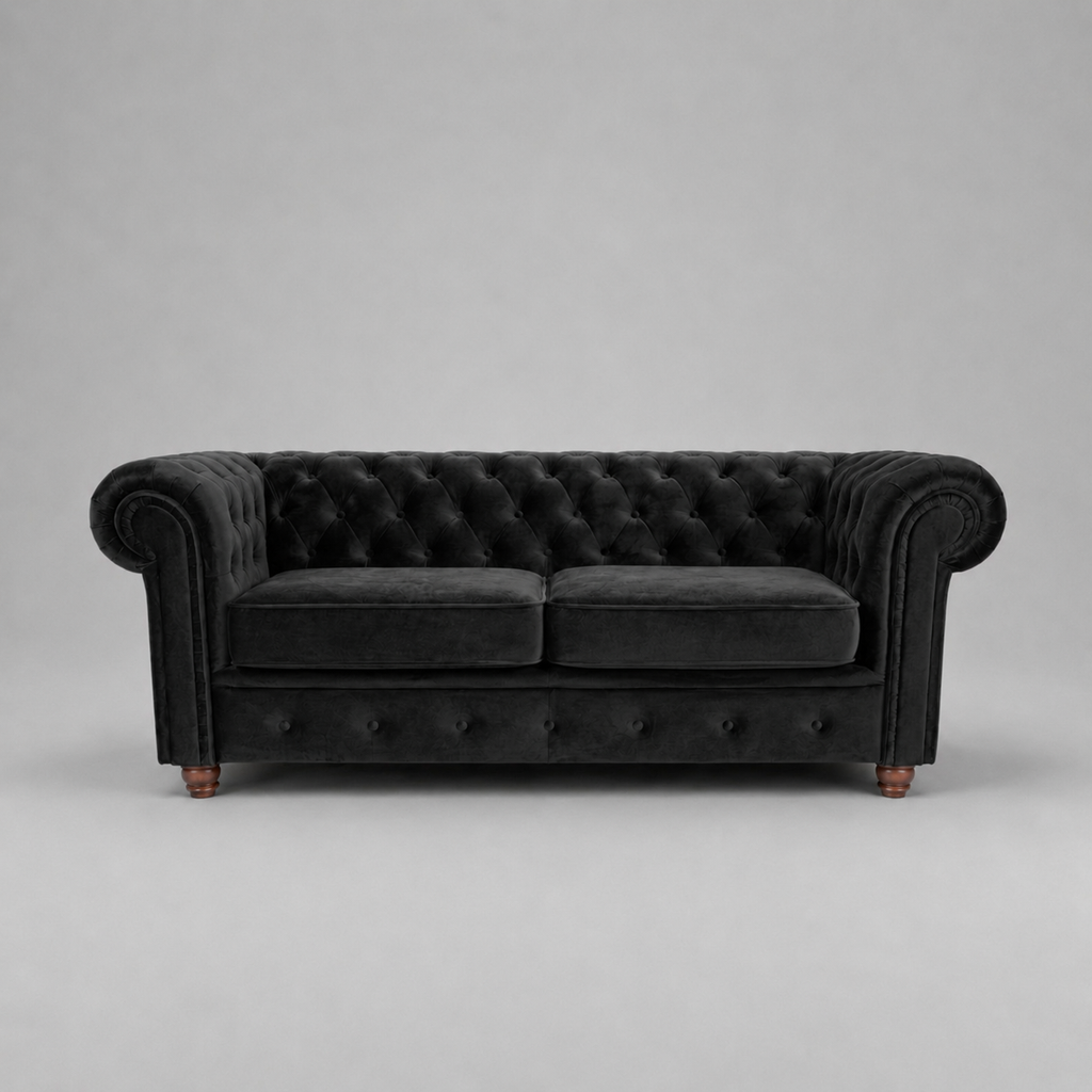 Infinity Plush Fabric, 2 Seater, Black