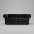 Infinity Plush Fabric, 2 Seater, Black