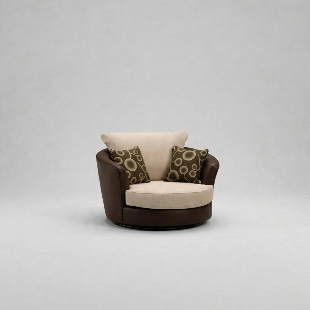 Shannon, 1 Seater, Beige + Dark Brown