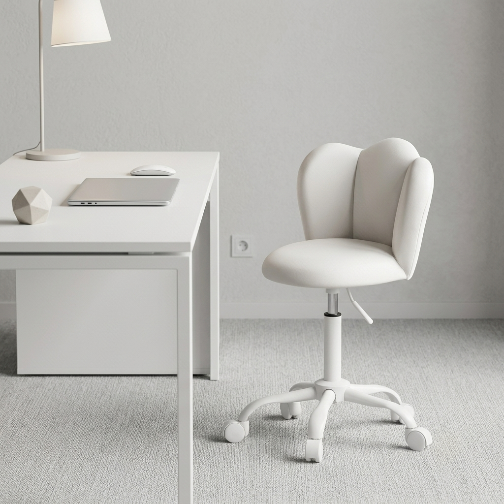 White Desk Swivel Chair - PU Leather