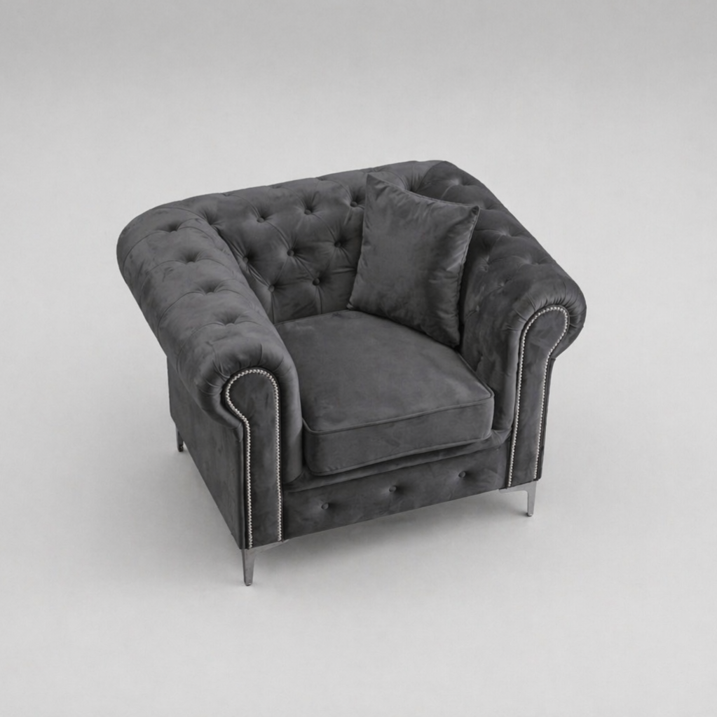 Roma Chesterfield, Dark Grey, 1 seater
