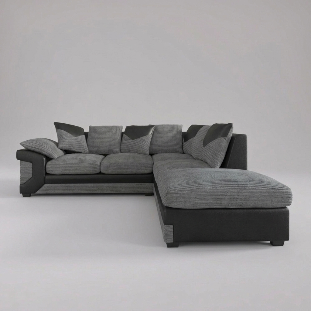 Dino, Corner Sofa (Right), Grey + Black