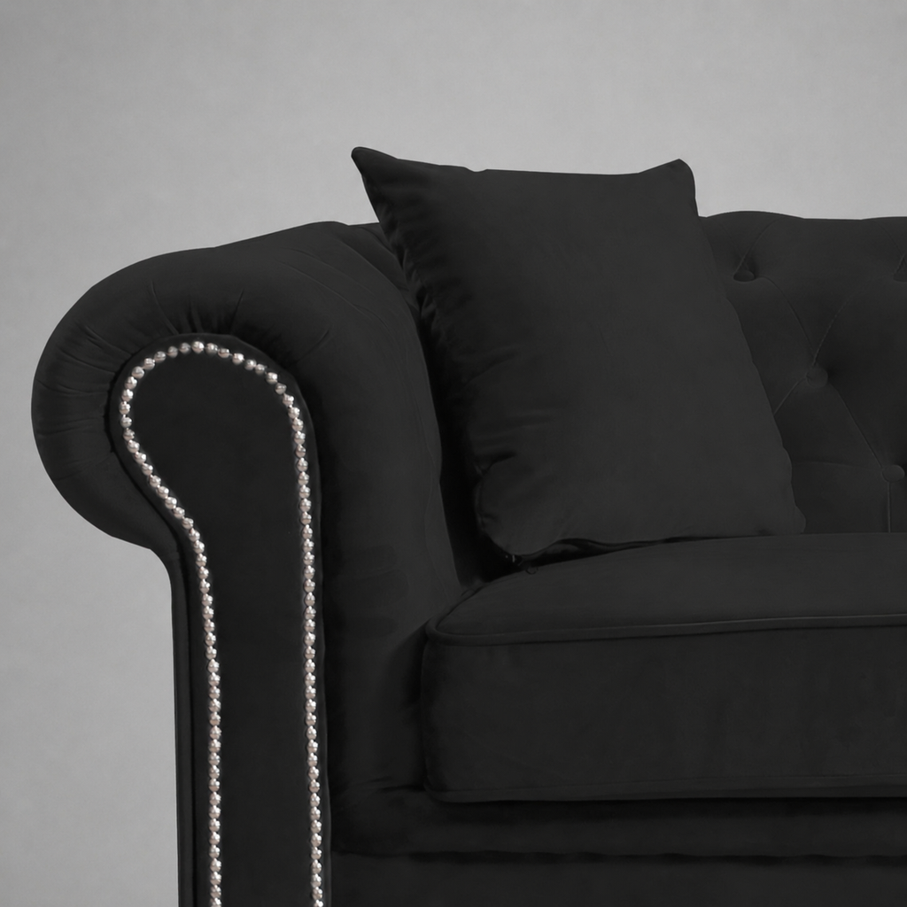 Roma Chesterfield, Black, 2 seater