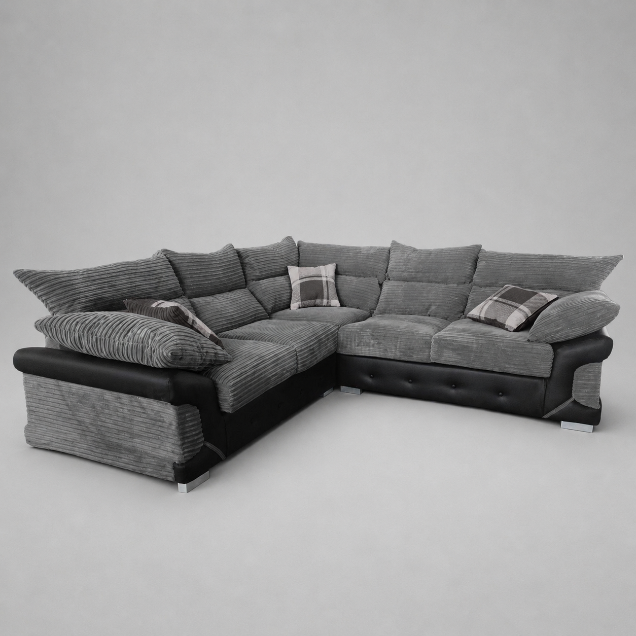 Logan, 5 Seater Corner, Grey + Black