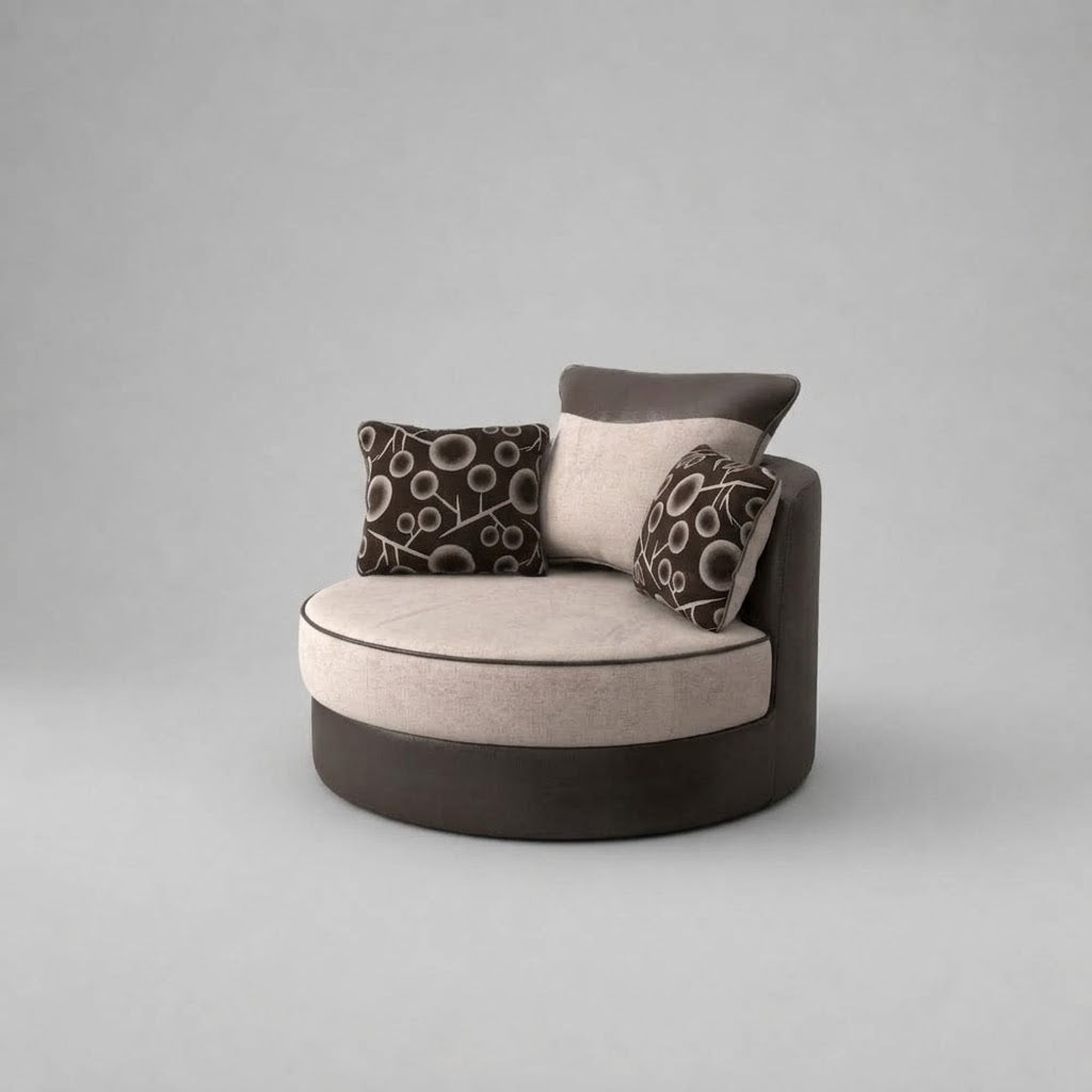Shannon, Swivel Chair, Beige + Brown
