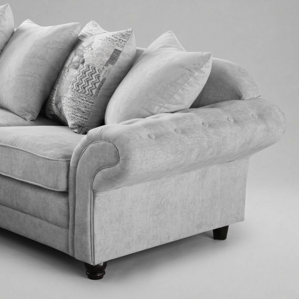 Olivia Corner Sofa, Woven Fabric - Silver