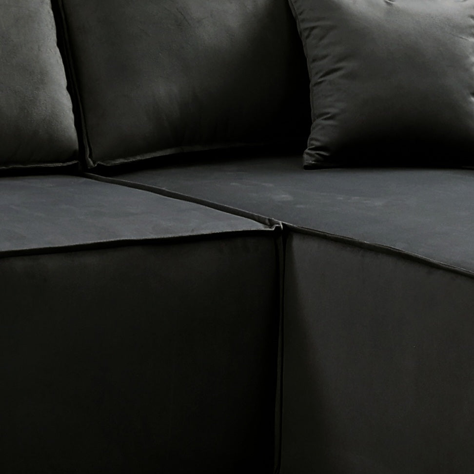 Pati Universal Sofabed, Corner, Plush Fabric, Black