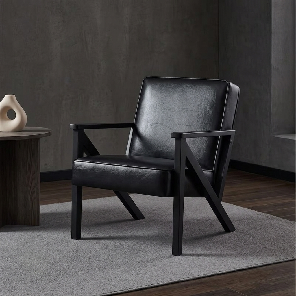 Faux leather accent chair