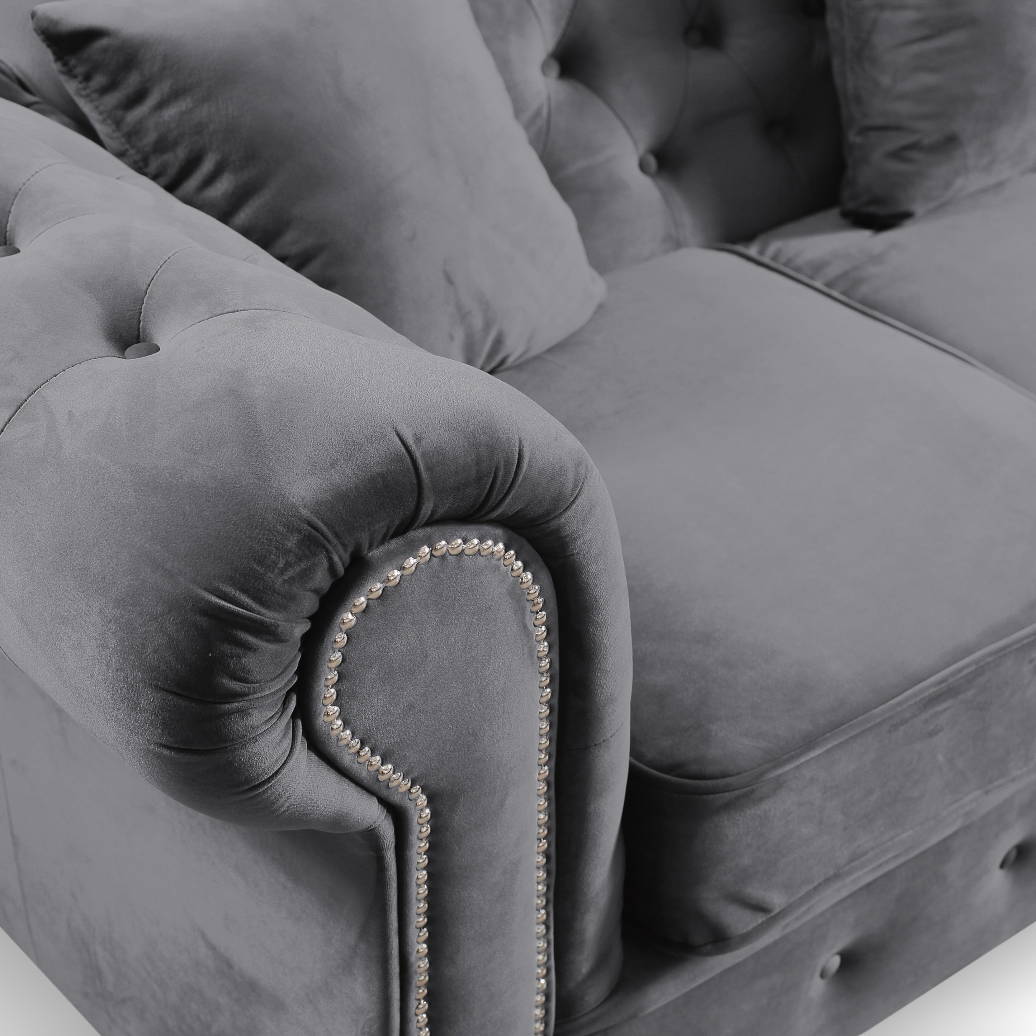 Roma Chesterfield, Grey, 3 seater