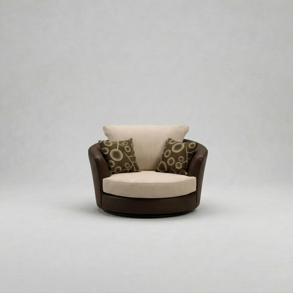 Shannon, 1 Seater, Beige + Dark Brown
