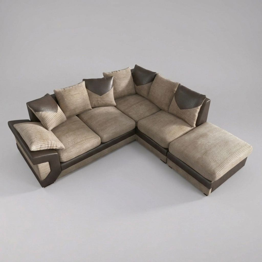 Dino, Corner Sofa (Right), Beige + Brown