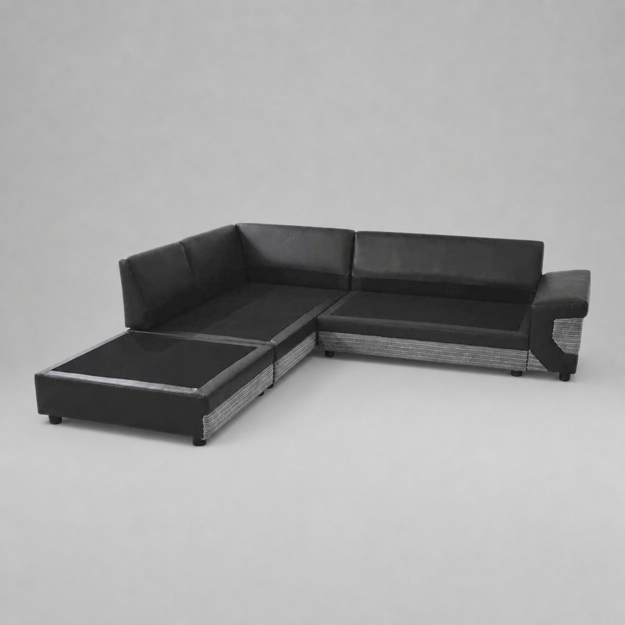 Dino, Corner Sofa (Left Hand Side Chaise), Grey + Black