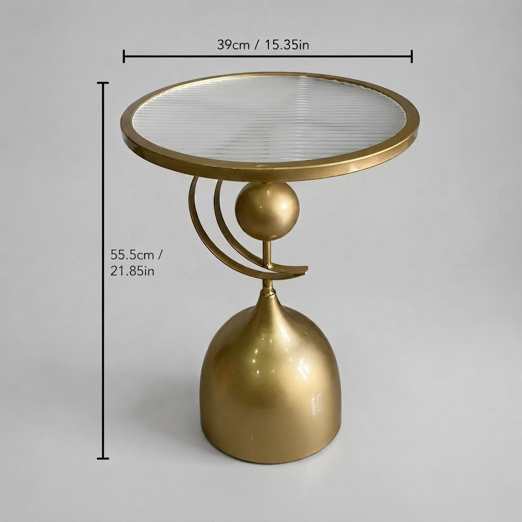 Golden Round Table with Glass Top
