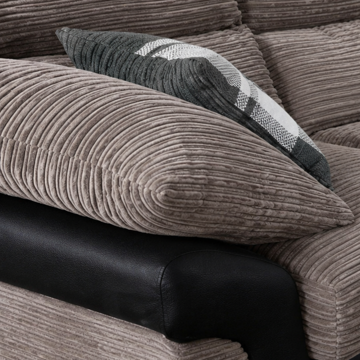 Logan, 3 Seater, Beige + Black