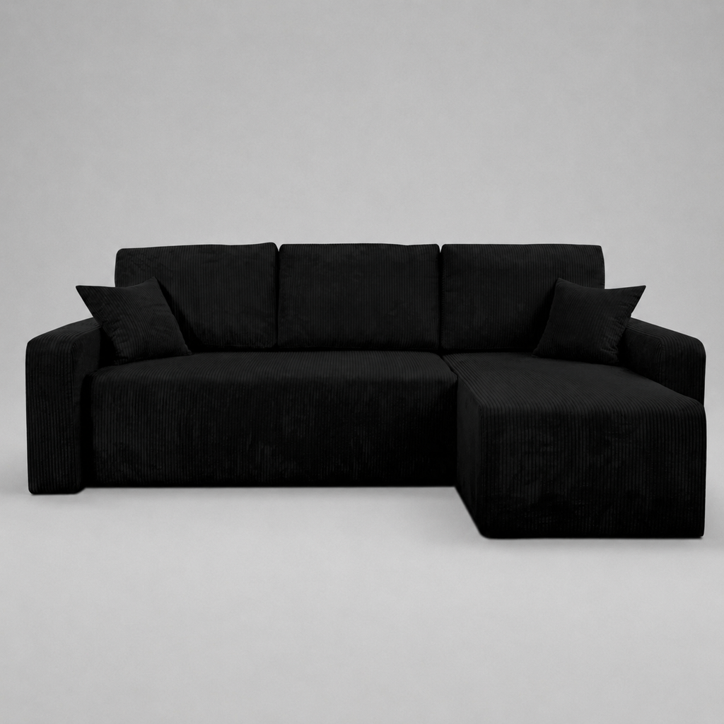 Yasmine L Shaped Sofabeds, Black