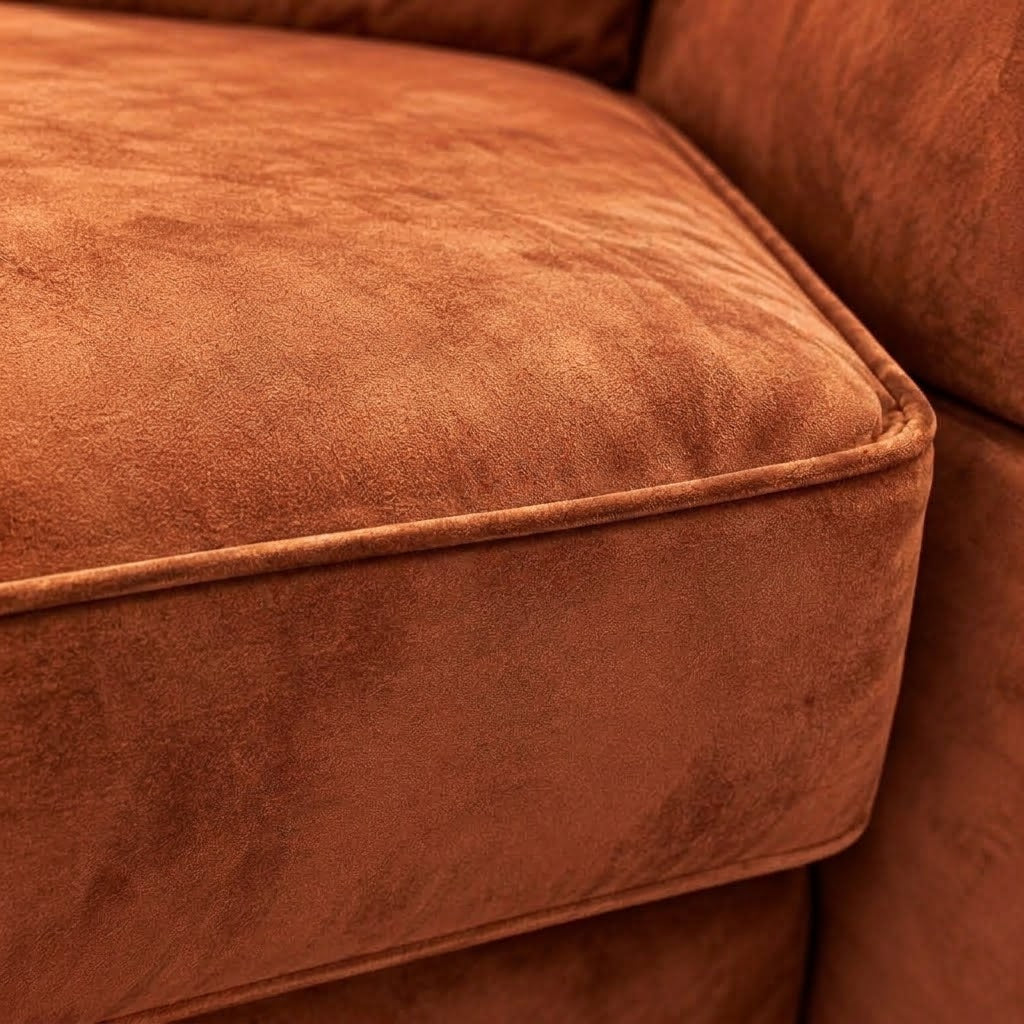 Pickford U-Shape Sofa, Plush Soft Velvet, Burnt Orange