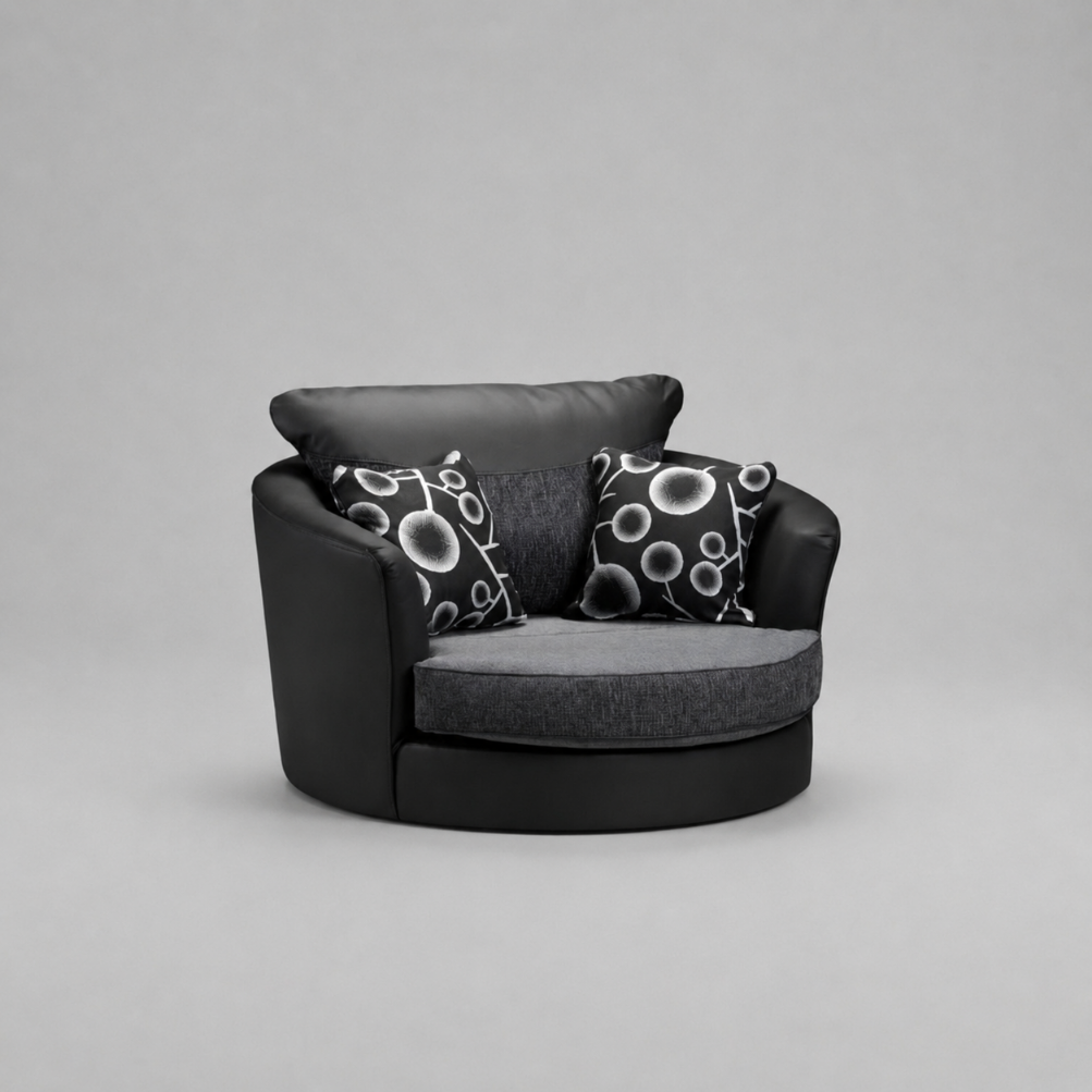 Shannon, Swivel Chair, Black + Dark Grey