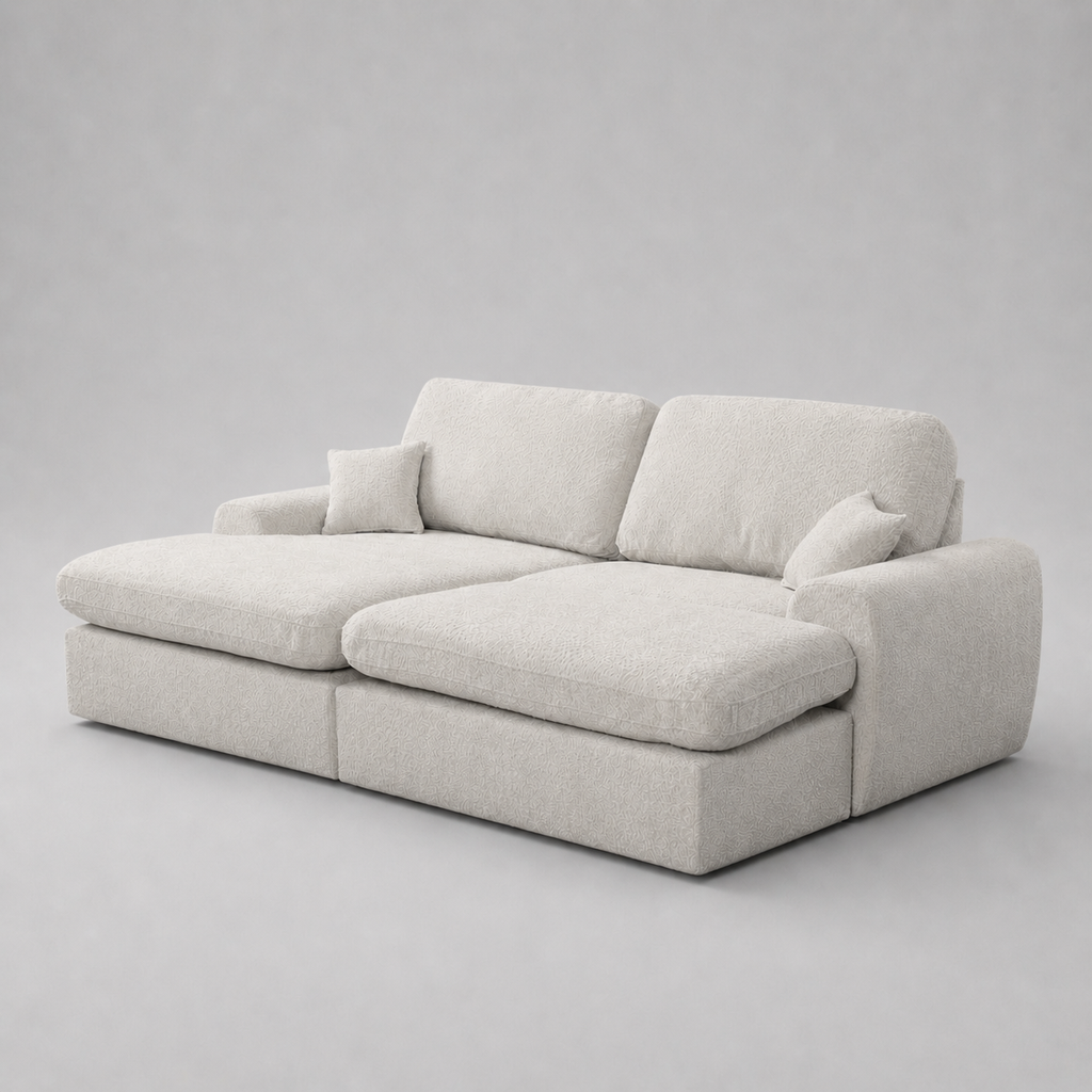 Vinicius, Modular Cinema Set, Beige, L Shaped Corner (Pouf included)