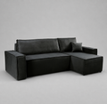 Pati Universal Sofabed, Corner, Plush Fabric, Black
