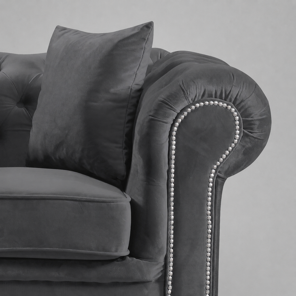 Roma Chesterfield, Dark Grey, 1 seater