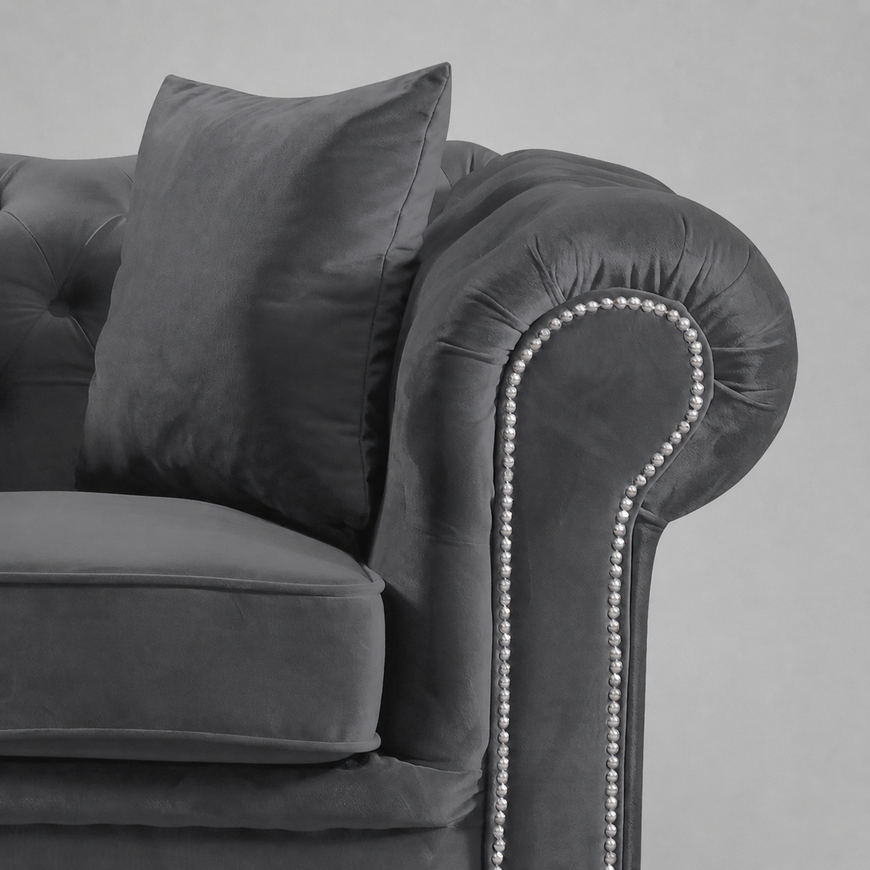 Roma Chesterfield, Dark Grey, 1 seater