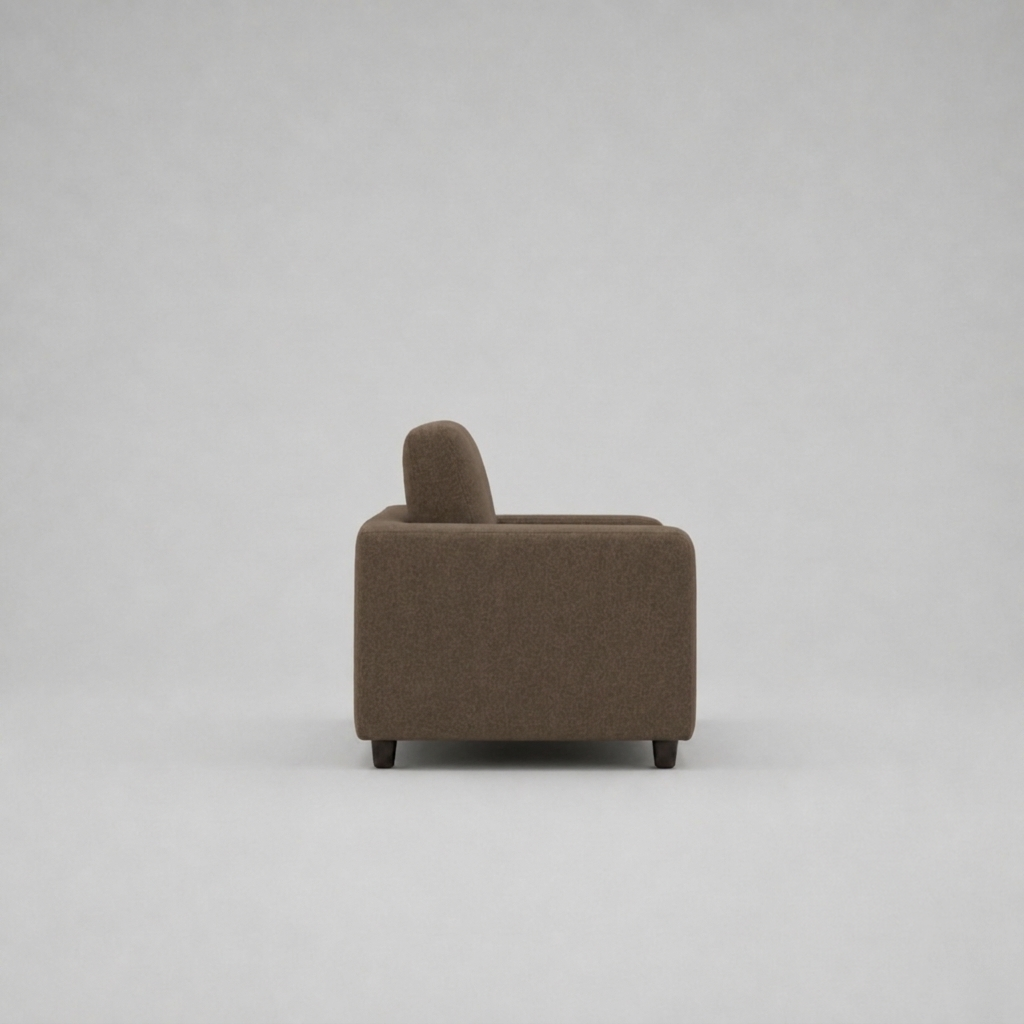 Box, Brown, Plush Fabric, 3 Seater Sofa